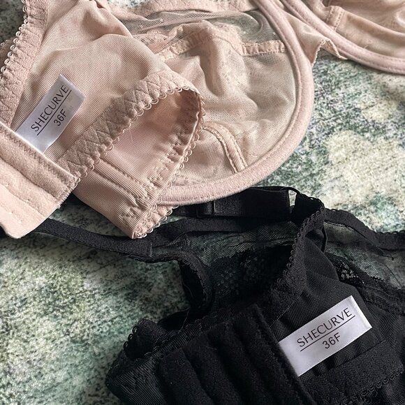 Two SheCurve Full Coverage Lace Minimizer Bras - Petal - 36F  36DDD Shecurve Bra - Picture 4 of 10